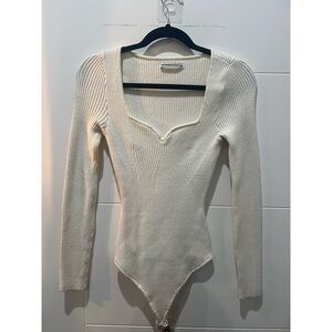 Abercrombie White Ribbed Bodysuit